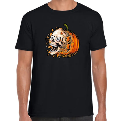 Pumpkin Burst Skull T-Shirt - Tshirtpark.com