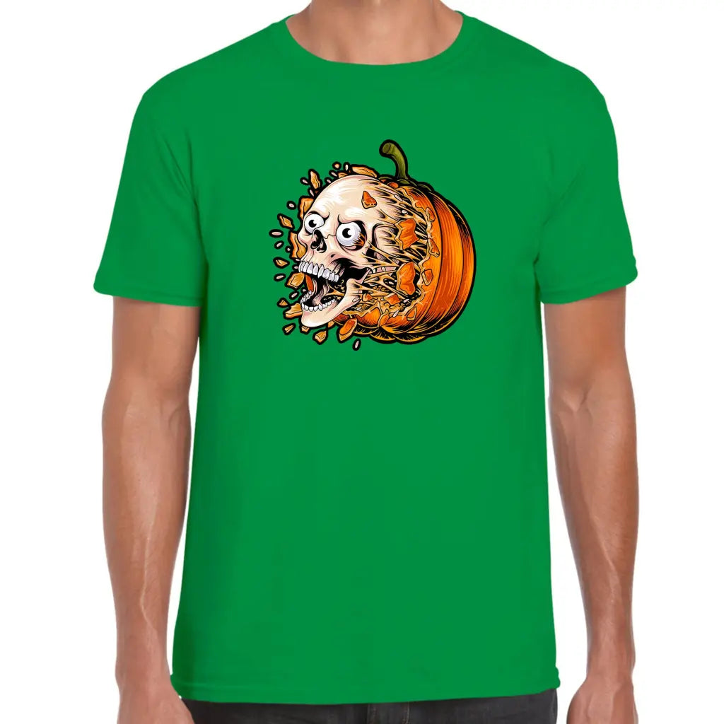 Pumpkin Burst Skull T-Shirt - Tshirtpark.com