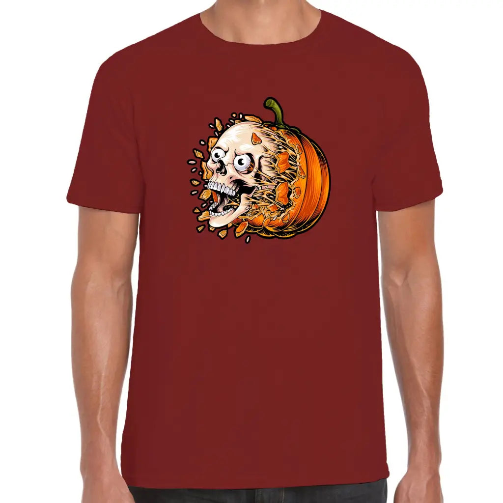 Pumpkin Burst Skull T-Shirt - Tshirtpark.com