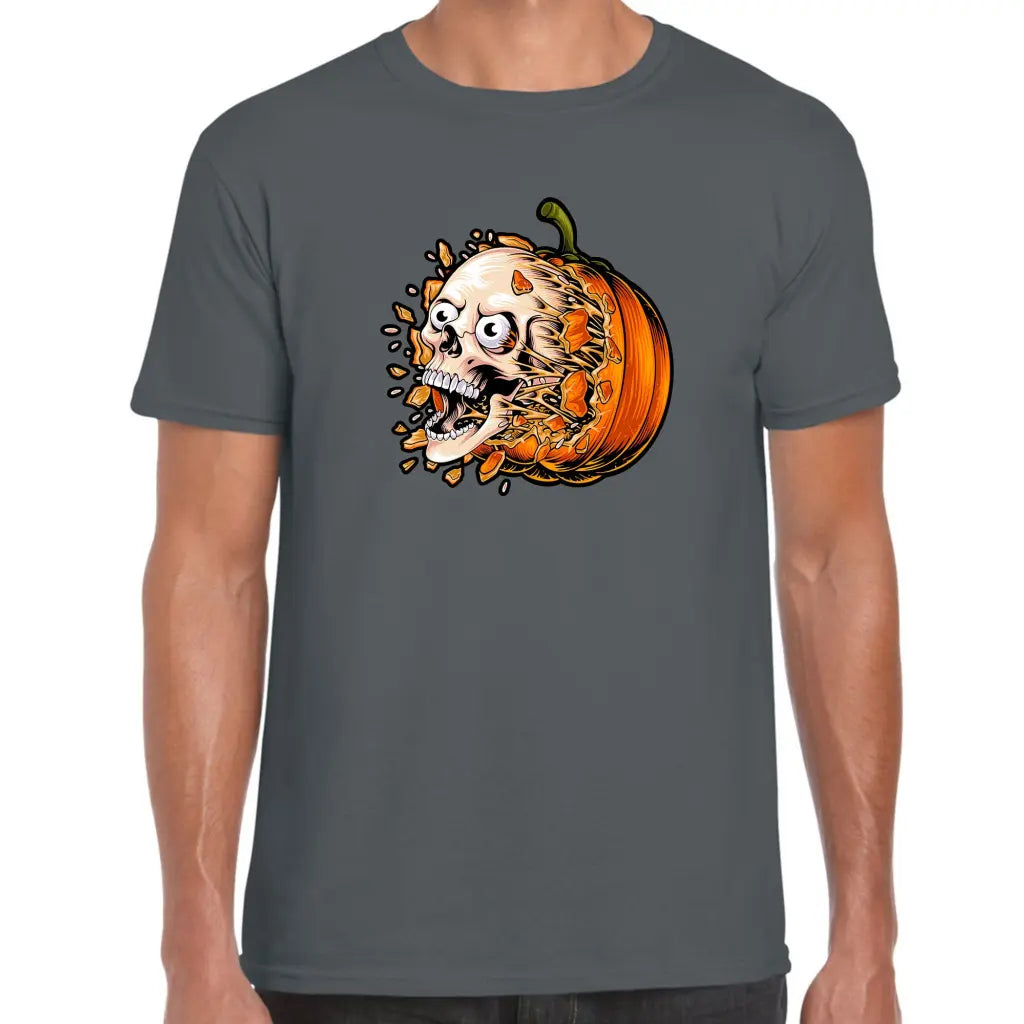 Pumpkin Burst Skull T-Shirt - Tshirtpark.com