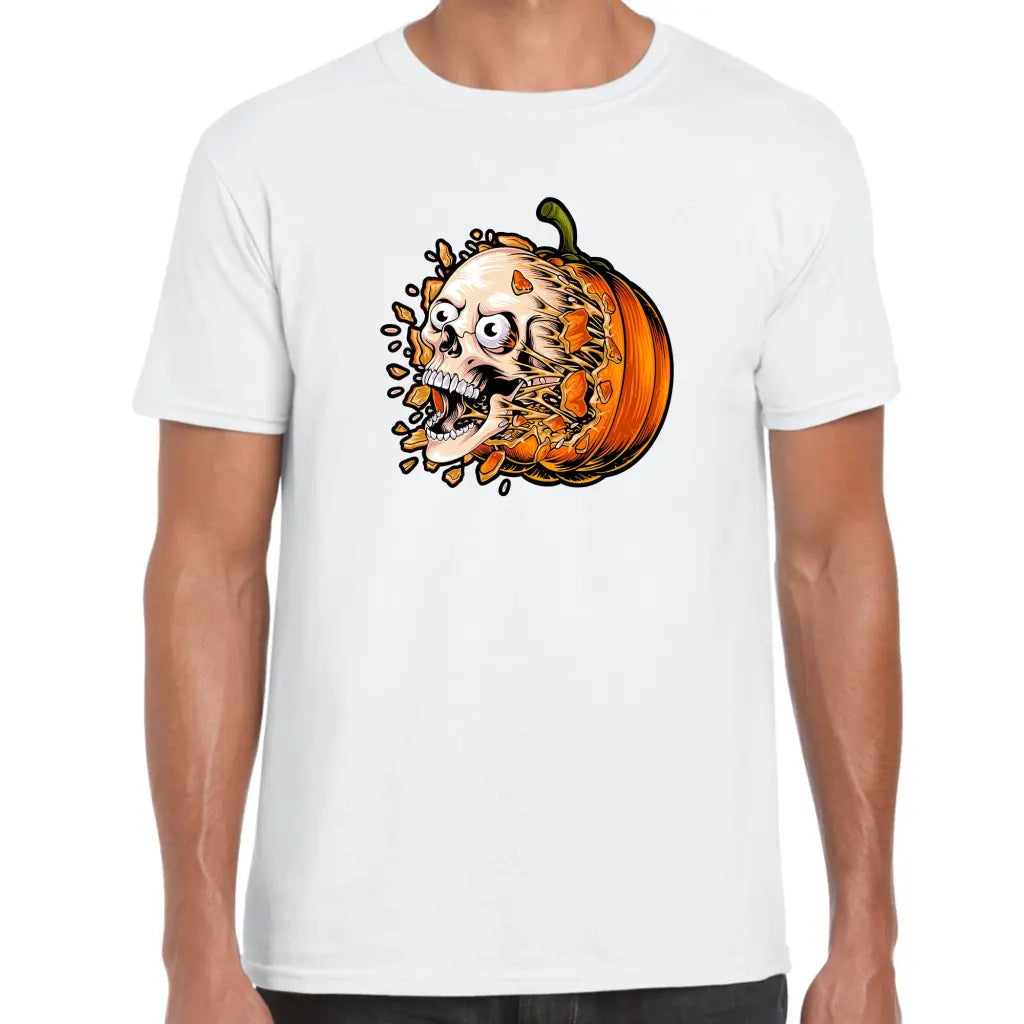 Pumpkin Burst Skull T-Shirt - Tshirtpark.com