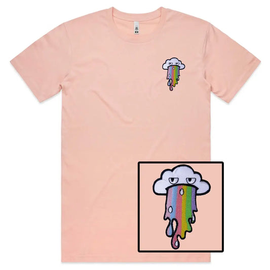 Rainbow Cloud Face Embroidered T-Shirt - Tshirtpark.com