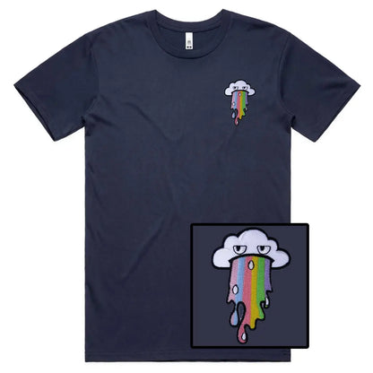 Rainbow Cloud Face Embroidered T-Shirt - Tshirtpark.com