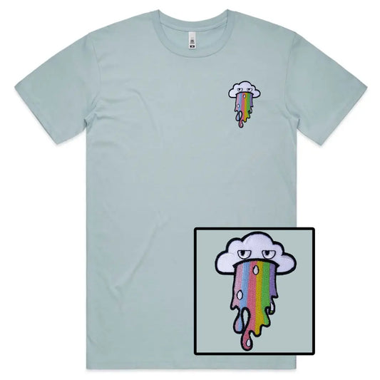 Rainbow Cloud Face Embroidered T-Shirt - Tshirtpark.com