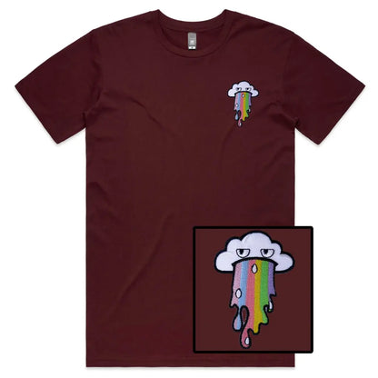 Rainbow Cloud Face Embroidered T-Shirt - Tshirtpark.com
