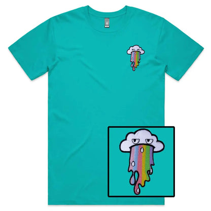 Rainbow Cloud Face Embroidered T-Shirt - Tshirtpark.com