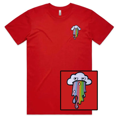 Rainbow Cloud Face Embroidered T-Shirt - Tshirtpark.com