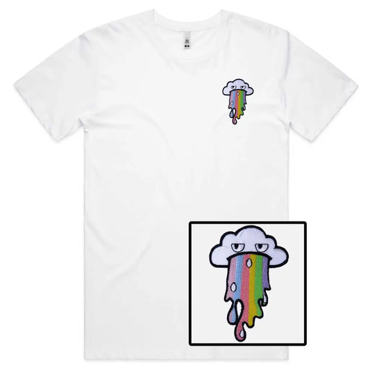 Rainbow Cloud Face Embroidered T-Shirt - Tshirtpark.com