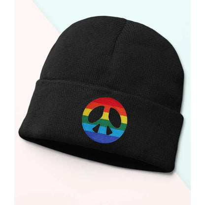 Rainbow Peace Sign Beanie - Tshirtpark.com