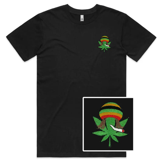 Rasta Leaf Embroidered T-Shirt - Tshirtpark.com