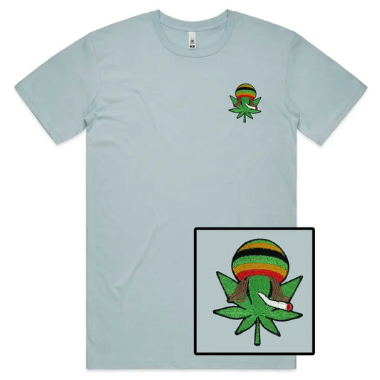 Rasta Leaf Embroidered T-Shirt - Tshirtpark.com