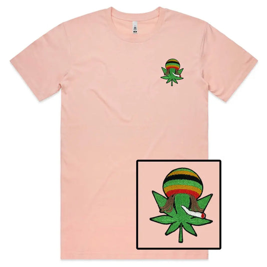 Rasta Leaf Embroidered T-Shirt - Tshirtpark.com