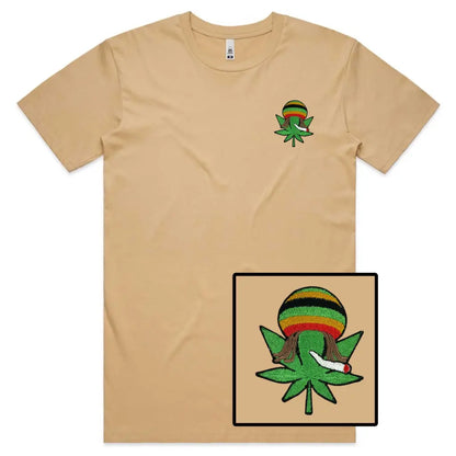 Rasta Leaf Embroidered T-Shirt - Tshirtpark.com