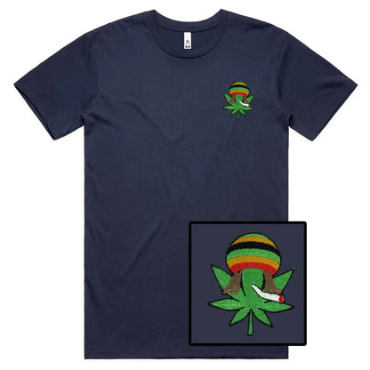 Rasta Leaf Embroidered T-Shirt - Tshirtpark.com