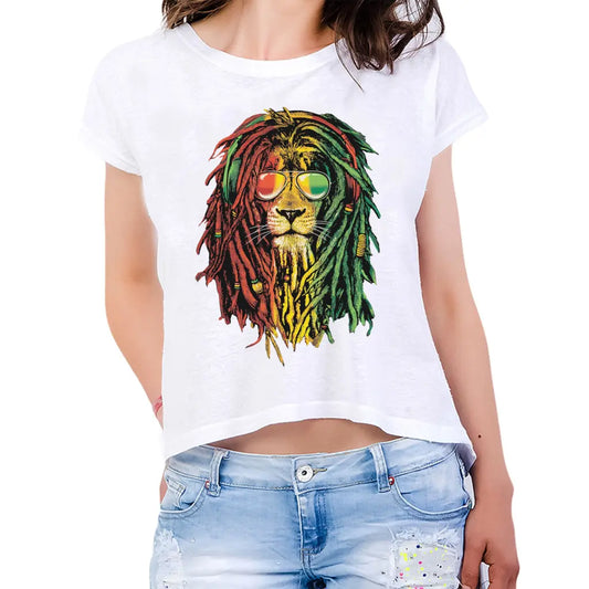 Rasta Lion Womens Crop Tee - Tshirtpark.com