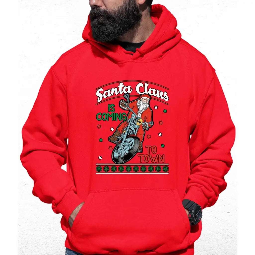 Rider Santa Claus Is Coming Town Colour Hoodie