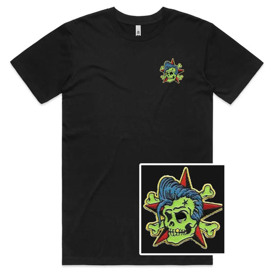 Rocking Skull Embroidered T-Shirt - Tshirtpark.com