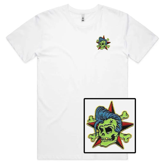 Rocking Skull Embroidered T-Shirt - Tshirtpark.com