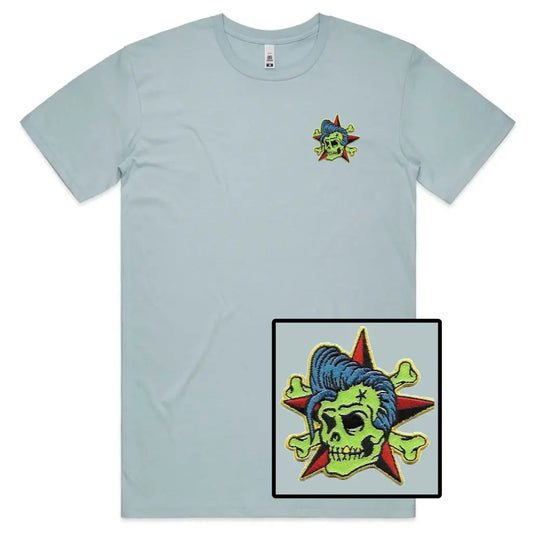 Rocking Skull Embroidered T-Shirt - Tshirtpark.com