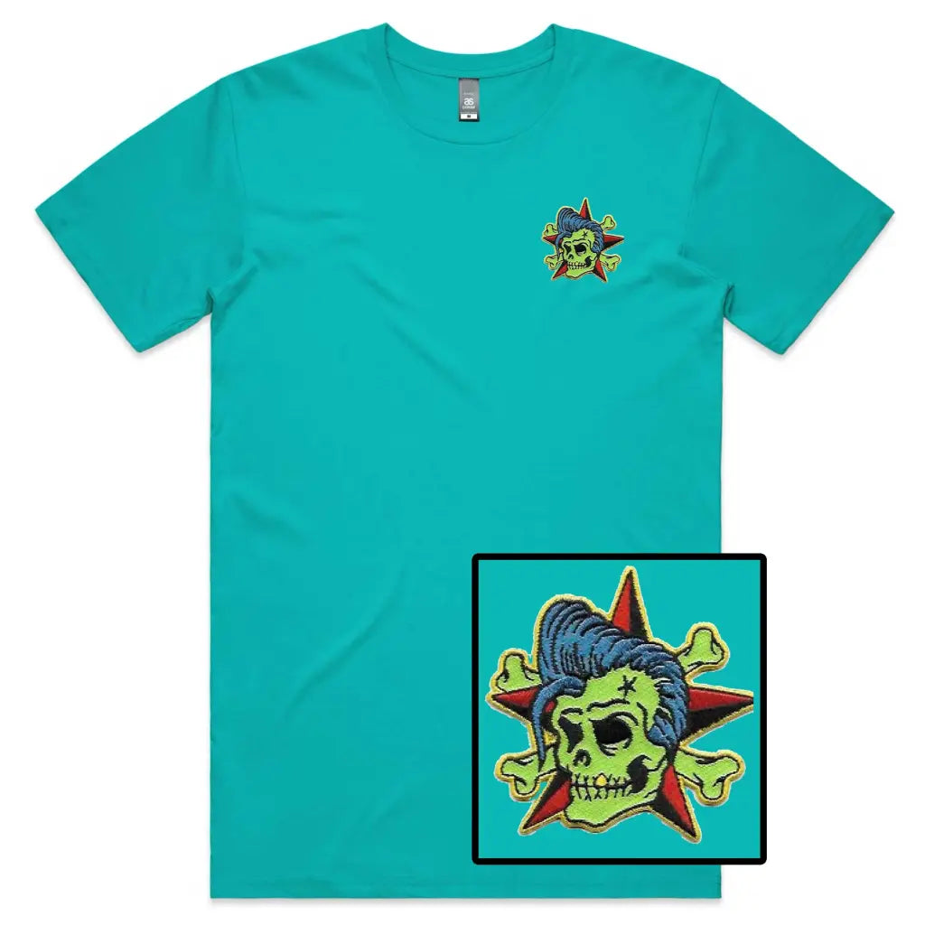 Rocking Skull Embroidered T-Shirt - Tshirtpark.com