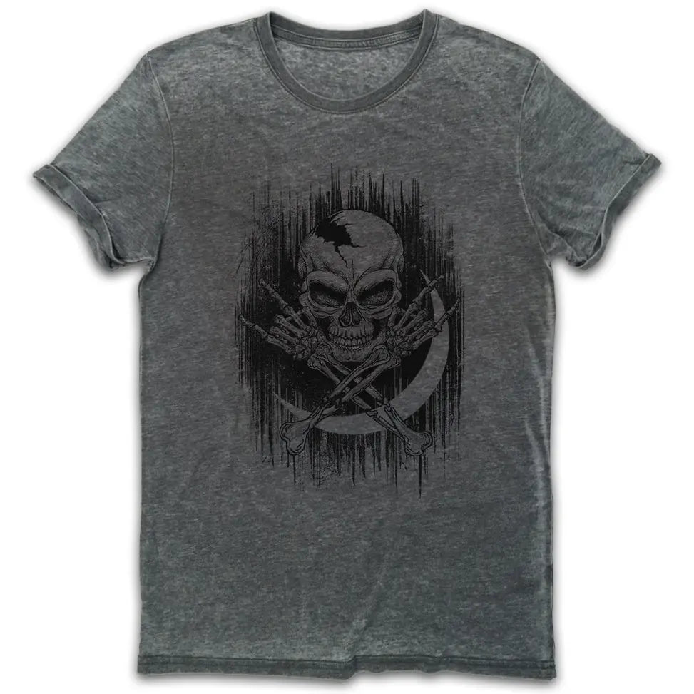 Rocking Skull Vintage Burn-Out T-Shirt - Tshirtpark.com
