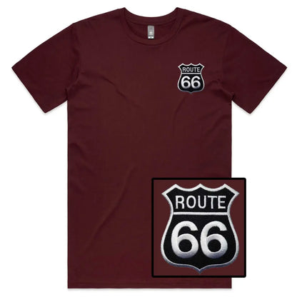 Route 66 Embroidered T-Shirt - Tshirtpark.com