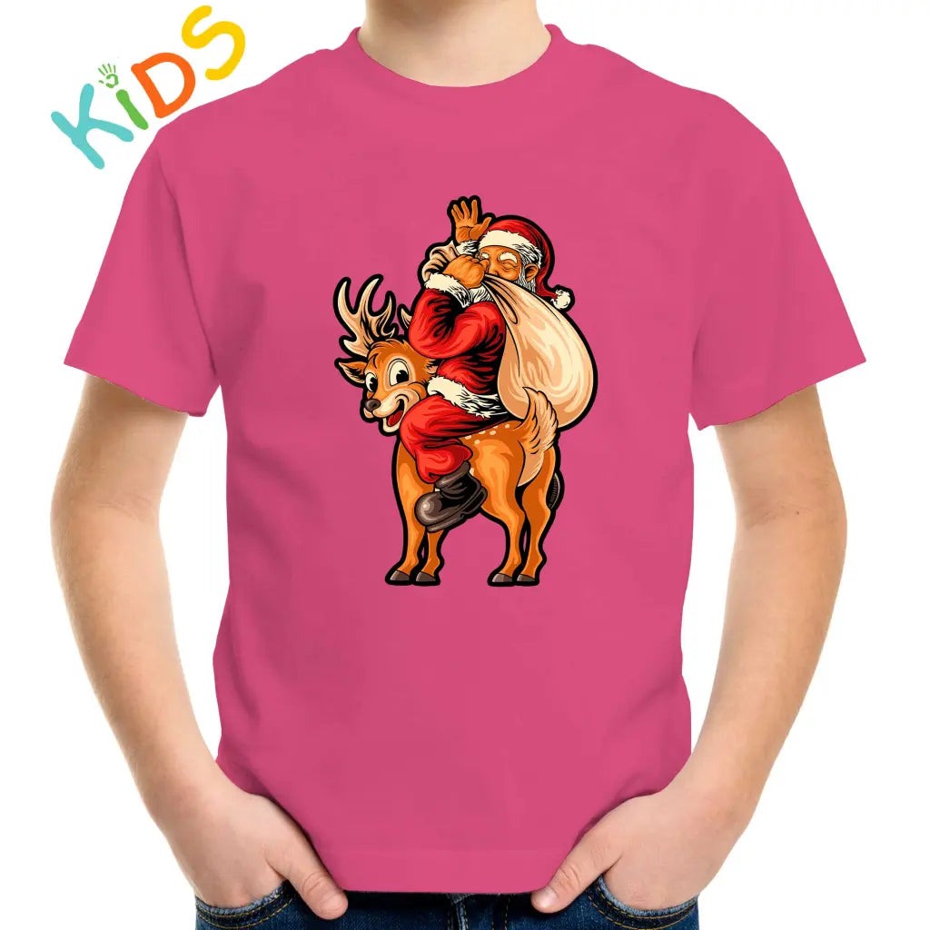 Santa and Deer Kids T-shirt - Tshirtpark.com