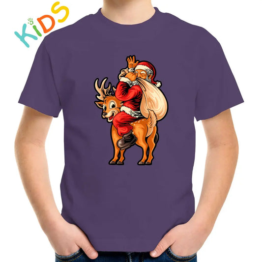 Santa and Deer Kids T-shirt - Tshirtpark.com