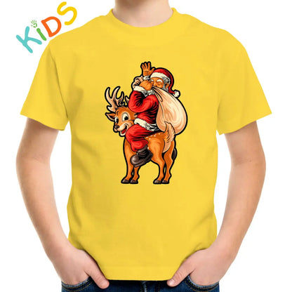 Santa and Deer Kids T-shirt - Tshirtpark.com