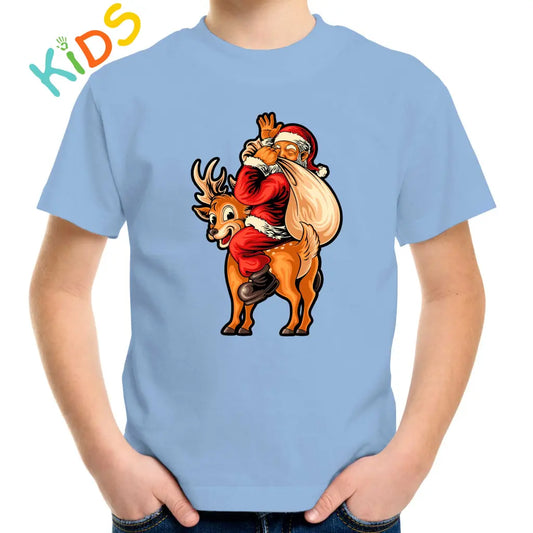 Santa and Deer Kids T-shirt - Tshirtpark.com