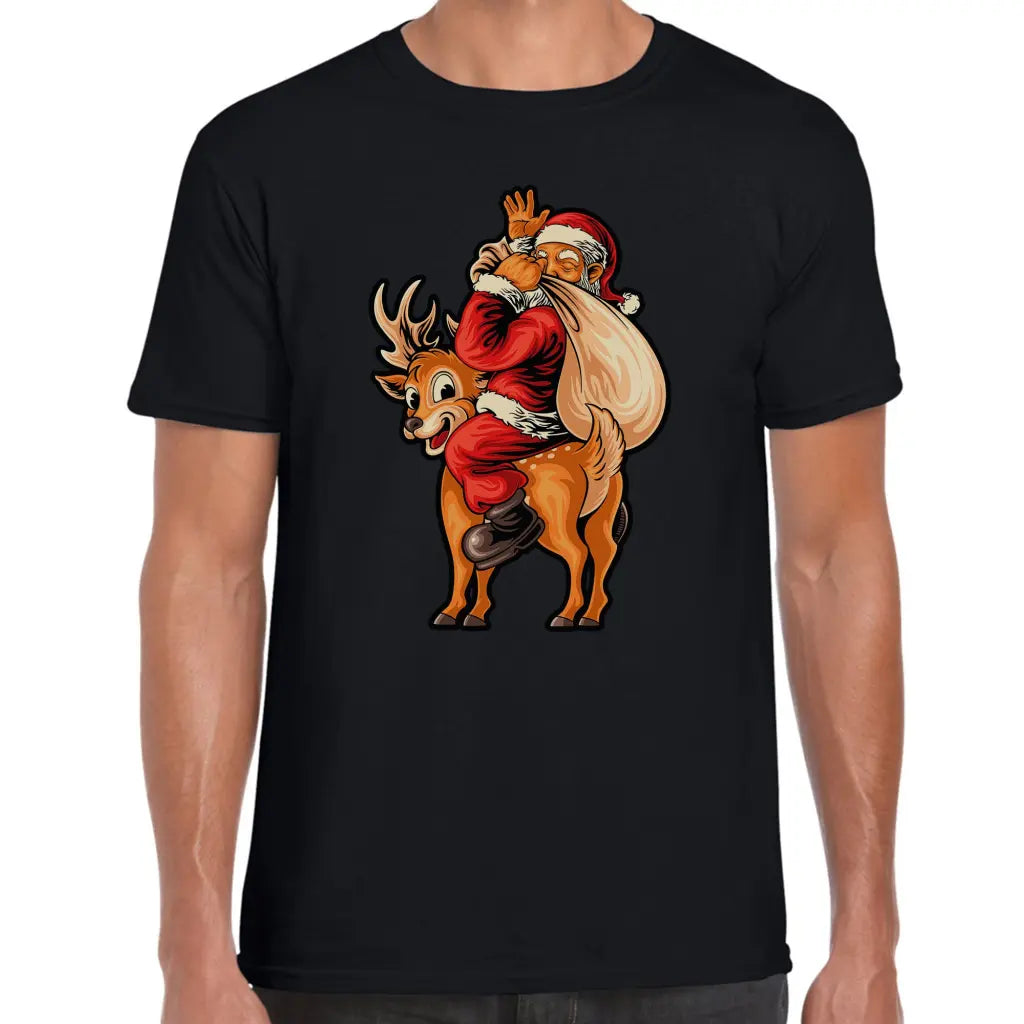 Santa & Deer T-Shirt - Tshirtpark.com