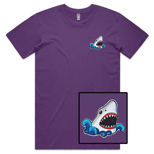 Scary Shark Embroidered T-Shirt - Tshirtpark.com