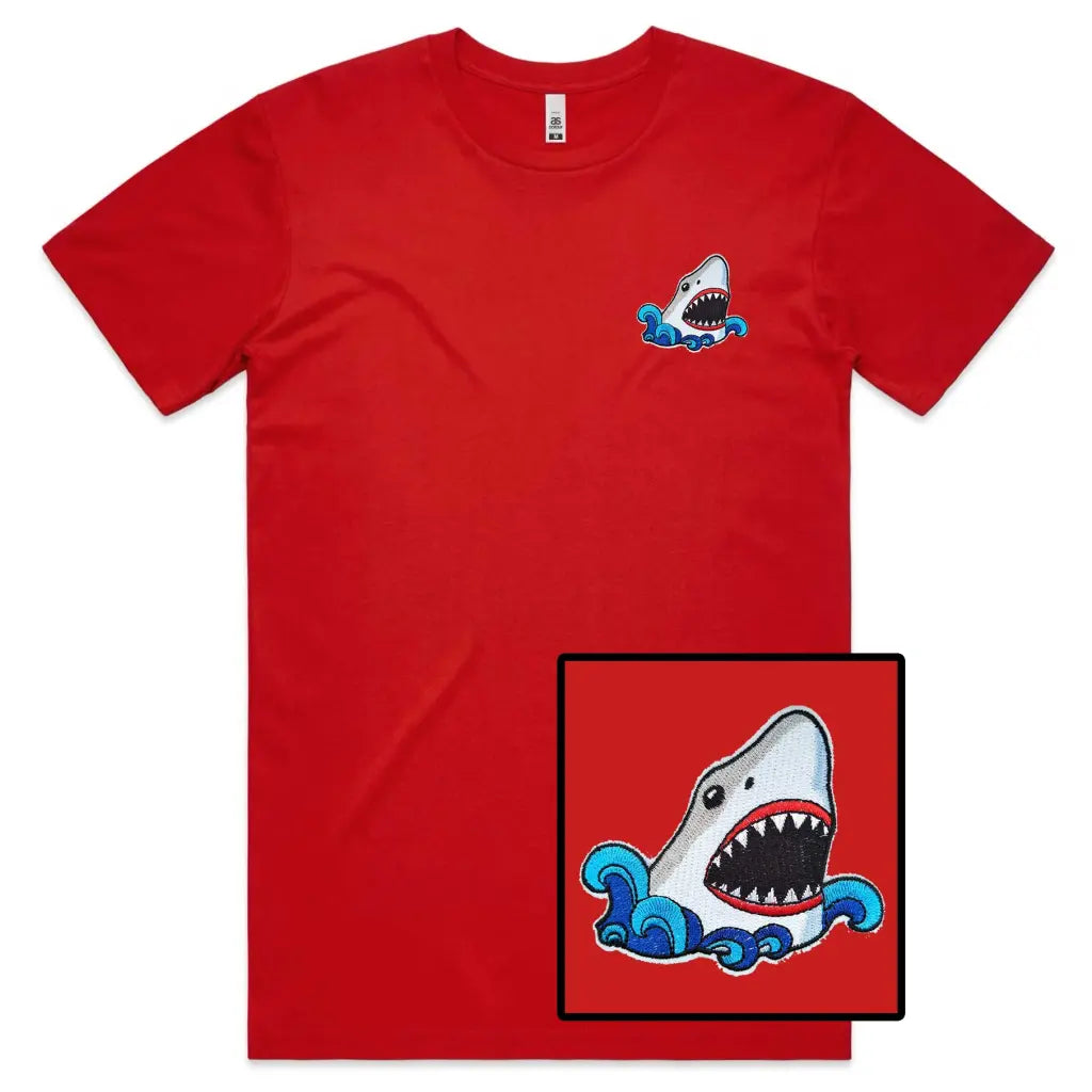 Scary Shark Embroidered T-Shirt - Tshirtpark.com