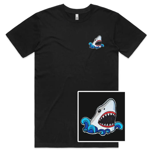 Scary Shark Embroidered T-Shirt - Tshirtpark.com