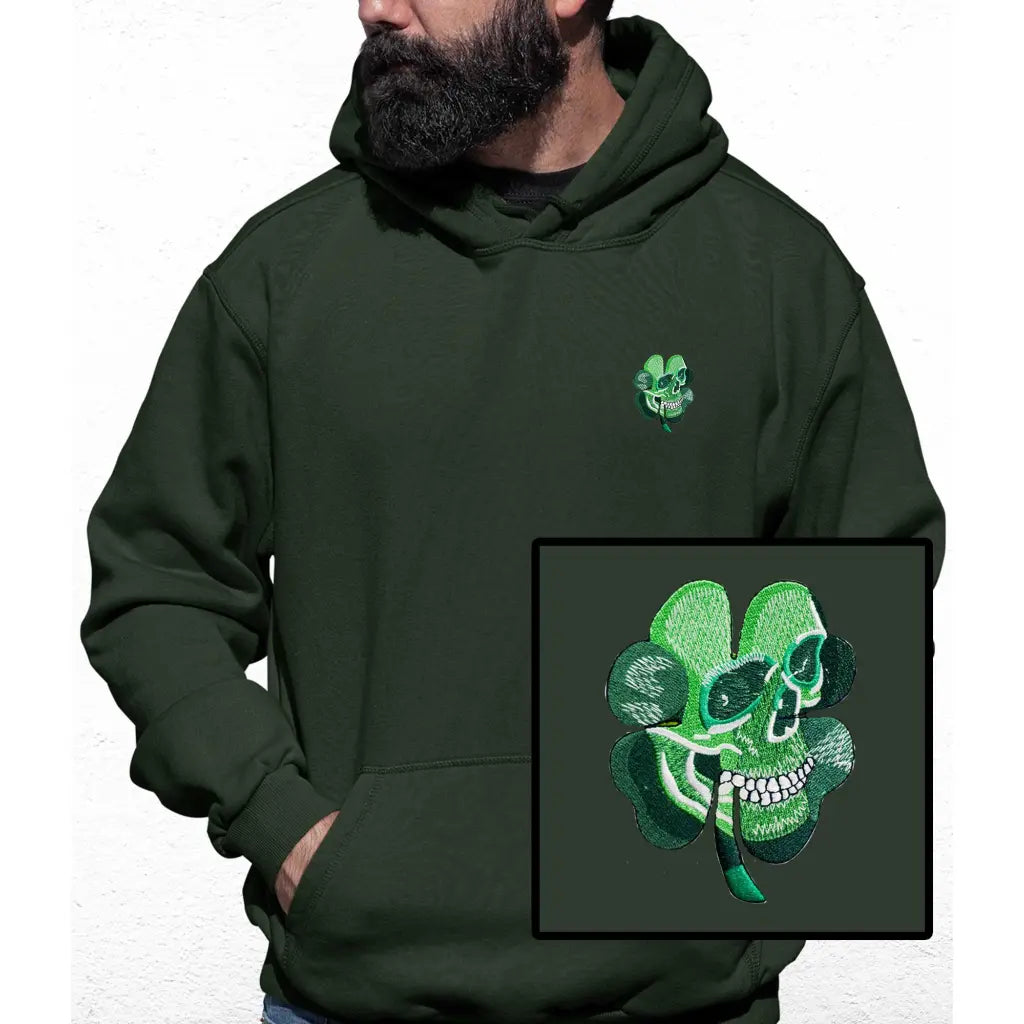 Shamrock Skull Embroidered Colour Hoodie - Tshirtpark.com