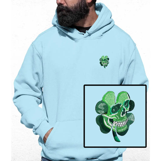 Shamrock Skull Embroidered Colour Hoodie - Tshirtpark.com