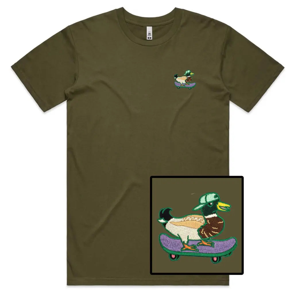 Skater Duck Embroidered T-Shirt - Tshirtpark.com