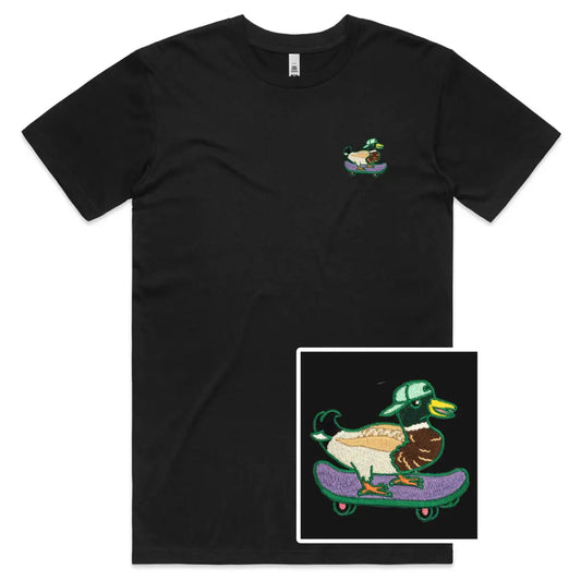 Skater Duck Embroidered T-Shirt - Tshirtpark.com