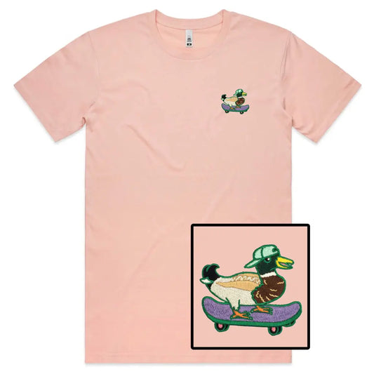 Skater Duck Embroidered T-Shirt - Tshirtpark.com