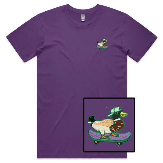 Skater Duck Embroidered T-Shirt - Tshirtpark.com