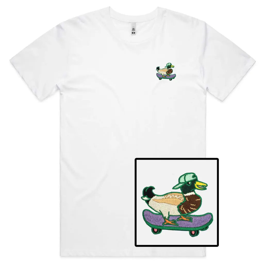 Skater Duck Embroidered T-Shirt - Tshirtpark.com