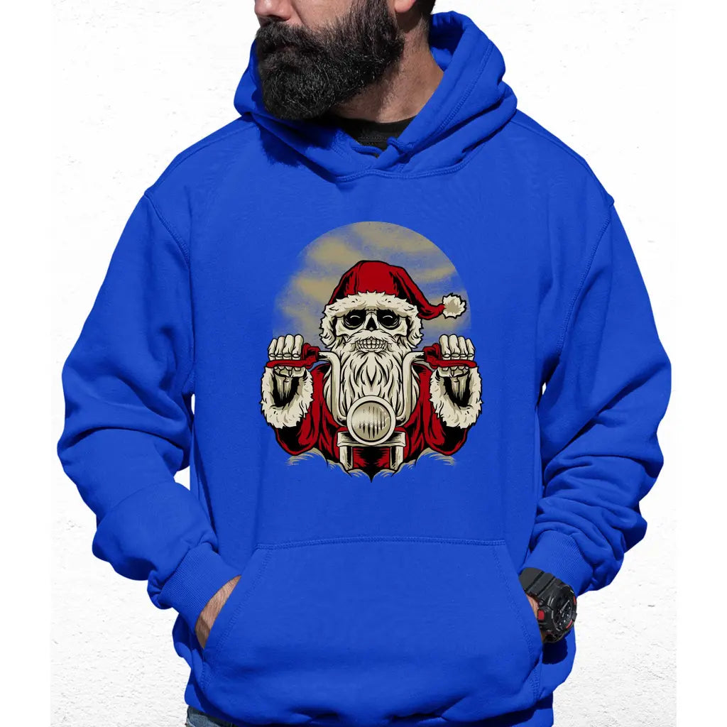 Skeleton Biker Santa Colour Hoodie - Tshirtpark.com