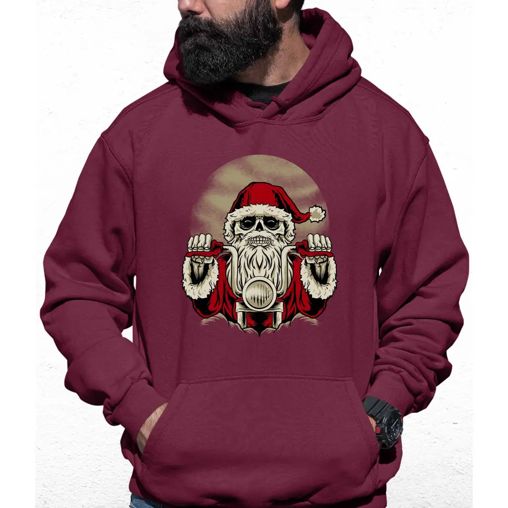 Skeleton Biker Santa Colour Hoodie - Tshirtpark.com