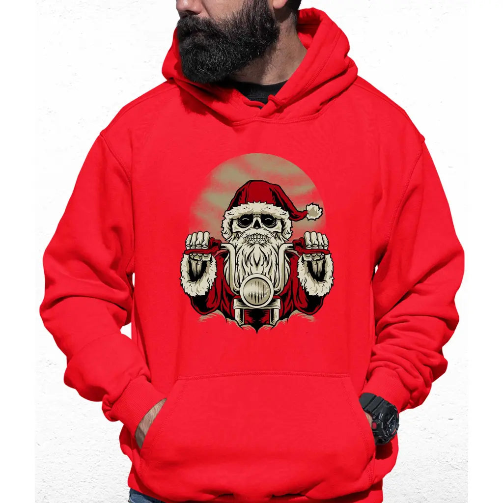 Skeleton Biker Santa Colour Hoodie - Tshirtpark.com