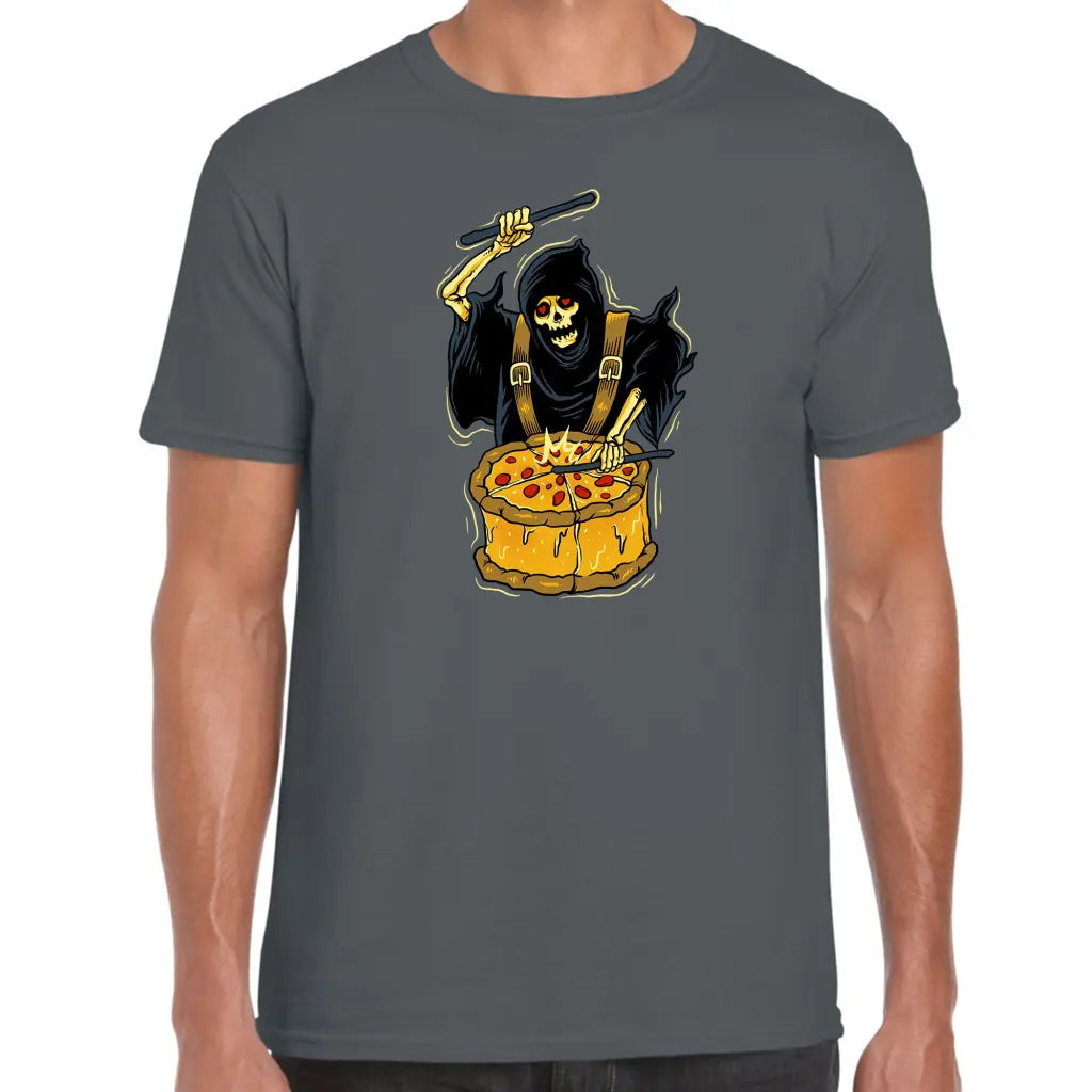 Skeleton Drummer Pizza T-Shirt - Tshirtpark.com