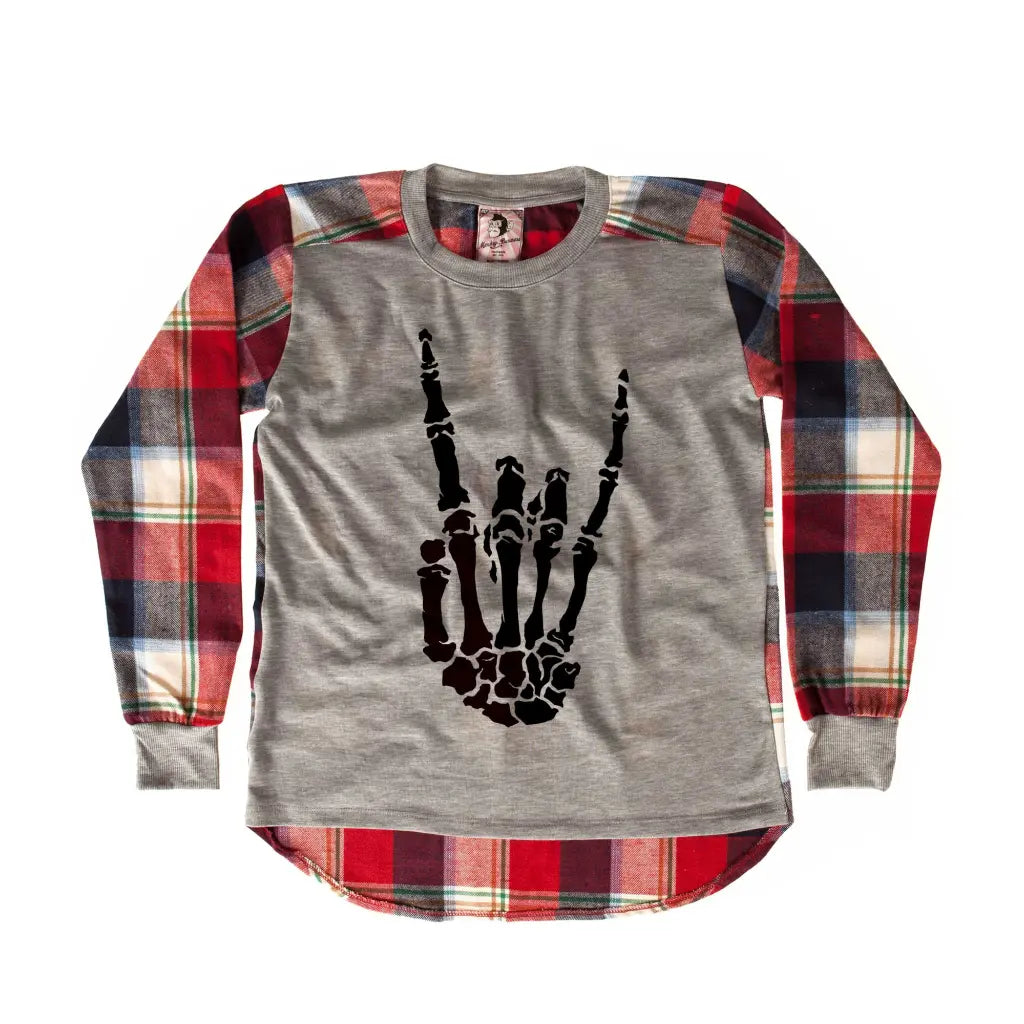 Skeleton Hand Chequered SweatShirt - Tshirtpark.com