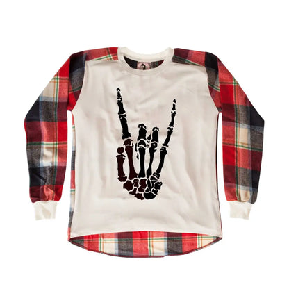 Skeleton Hand Chequered SweatShirt - Tshirtpark.com