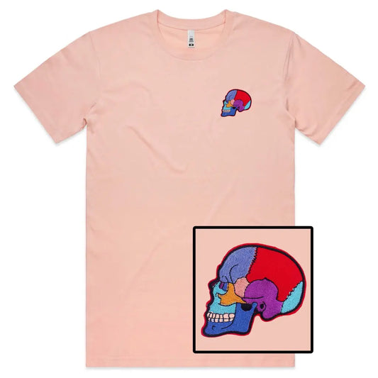 Skull Brain Embroidered T-Shirt - Tshirtpark.com