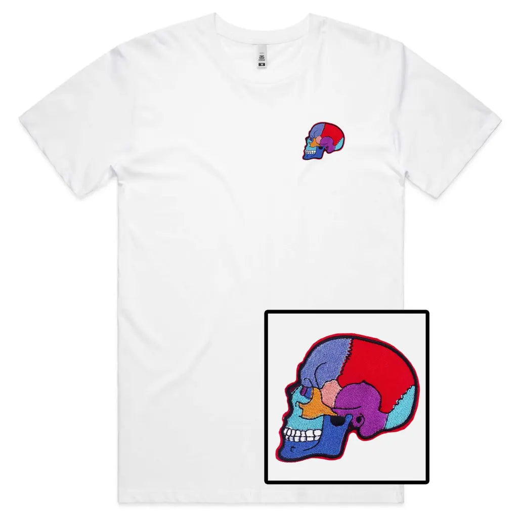Skull Brain Embroidered T-Shirt - Tshirtpark.com