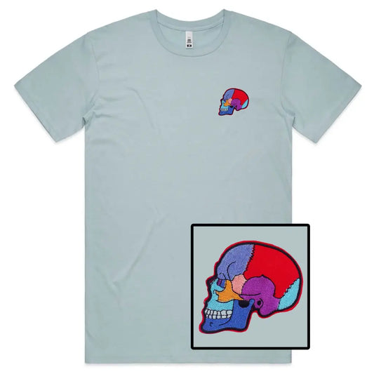 Skull Brain Embroidered T-Shirt - Tshirtpark.com